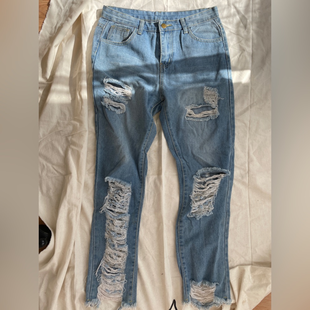 Custom made Distressed Blue Jeans for Women